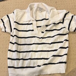 J. Crew Kids White Polo Top with Navy Stripes